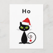 Funny Black Sitting Weihnachtskatze Weihnachtsmann Postkarte (Vorderseite)