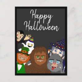 Funny Black Supernatural Creatures Happy Halloween Postkarte