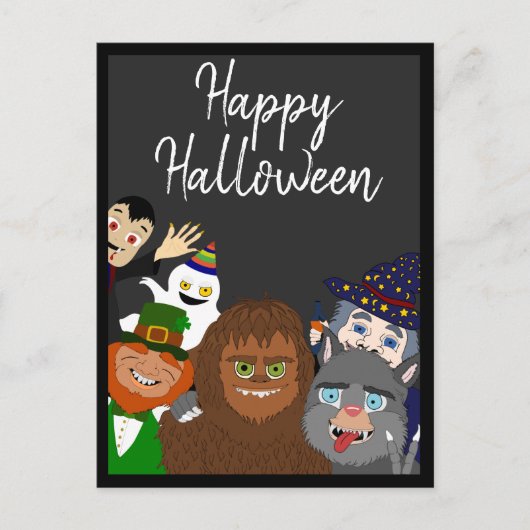 Funny Black Supernatural Creatures Happy Halloween Postkarte (Vorderseite)