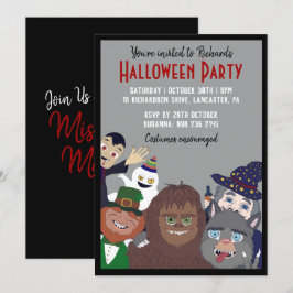 Funny Black Supernatural Halloween Costume Party Einladung