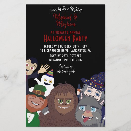 Funny Black Supernatural Halloween Costume Party Flyer (Vorne)