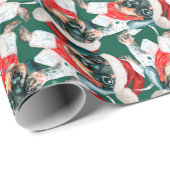 Funny Black Tan Dackel Welppy Christmas Pattern Geschenkpapier (Rolleneckpunkt)