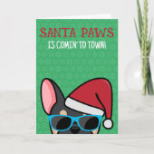 Funny Black Tan Frenchie Santa Paws Weihnachten Karte (Vorderseite)