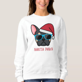 Funny Black Tan Frenchie Santa Paws Weihnachten Sweatshirt