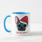 Funny Black Tan Frenchie Santa Paws Weihnachten Tasse (Links)
