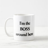 FUNNY BLACK TYPOGRAPHY - Ich bin hier der BOSS Kaffeetasse (Links)