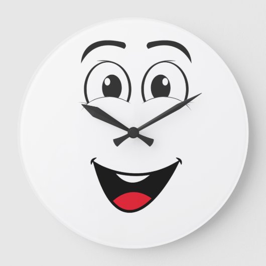 Funny Black Wall Clock-Niedliche Cartoon-Gesichter Große Wanduhr (Vorderseite)