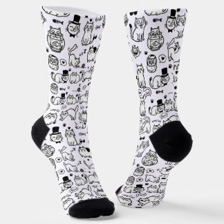 Funny Black & White Cats Pattern Cat Lovers Socken