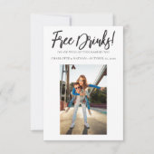 Funny Black & White Free Drinks Save the Date Kart Einladung (Vorderseite)