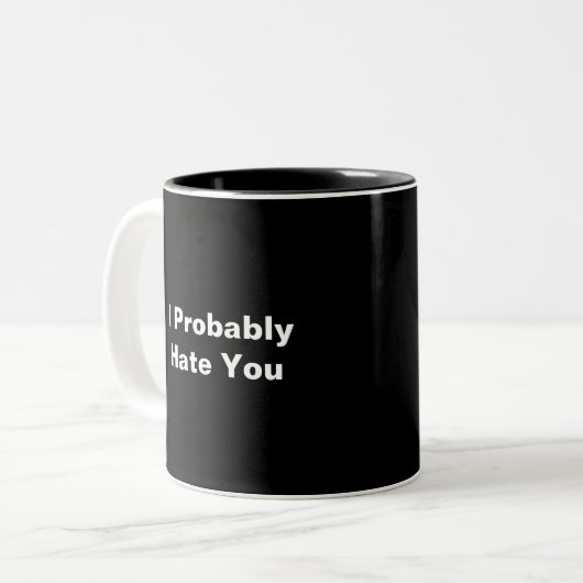 Funny Black & White Ich hasse dich Zweifarbige Tasse (Vorderseite Links)