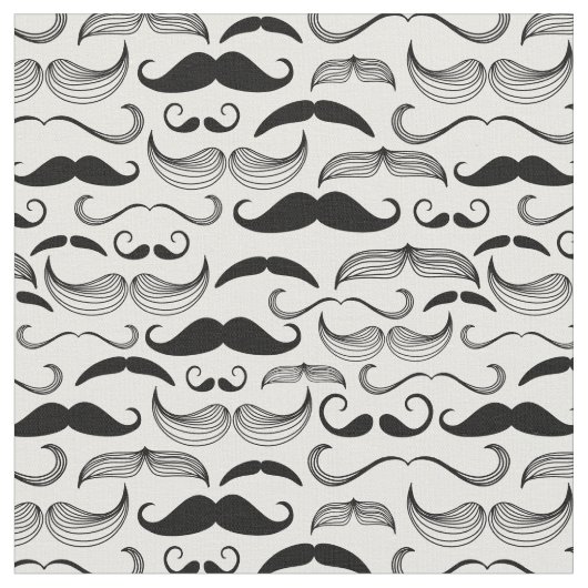 Funny Black & White Mustache Design Stoff (Nahaufnahme)