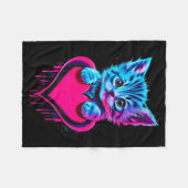 Funny Blacklight Glitch Art Cute Cat Kitten Valent Fleecedecke (Vorderseite (Horizontal))