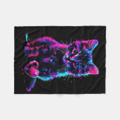 Funny Blacklight Glitch Art Cute Cat Kitten Valent Fleecedecke (Vorderseite (Horizontal))
