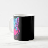 Funny Blacklight Glitch Art Cute Cat Kitten Valent Kaffeetasse (Vorderseite Links)