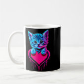 Funny Blacklight Glitch Art Cute Cat Kitten Valent Kaffeetasse (Links)