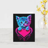 Funny Blacklight Glitch Art Cute Cat Kitten Valent Karte (Gelbe Blume)