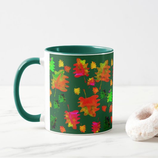 Funny Blätter Aquarellkaffee Tasse (Mit Donut)