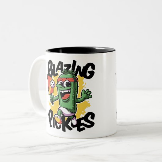 Funny Blazing Pickles Pickleball Zweifarbige Tasse (Vorderseite Links)