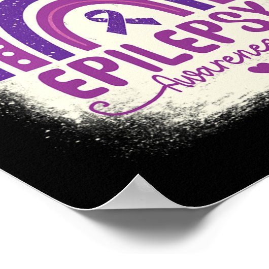 Funny Bleached Rainbow Lila Ribbon Epilepsy Awar Poster (Ecke)