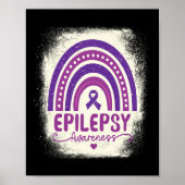 Funny Bleached Rainbow Lila Ribbon Epilepsy Awar Poster (Vorne)