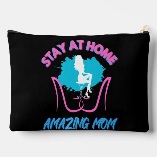 Funny Bleibe bei Zuhause Mama Pink & Blue Trendy D Zubehörtasche (Rückseite)