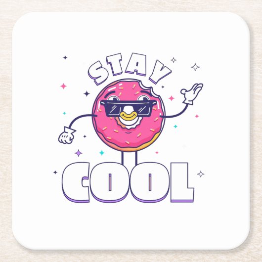 Funny "Bleibe Cool" Design mit Quirky-Charakter Rechteckiger Pappuntersetzer (Vorderseite)