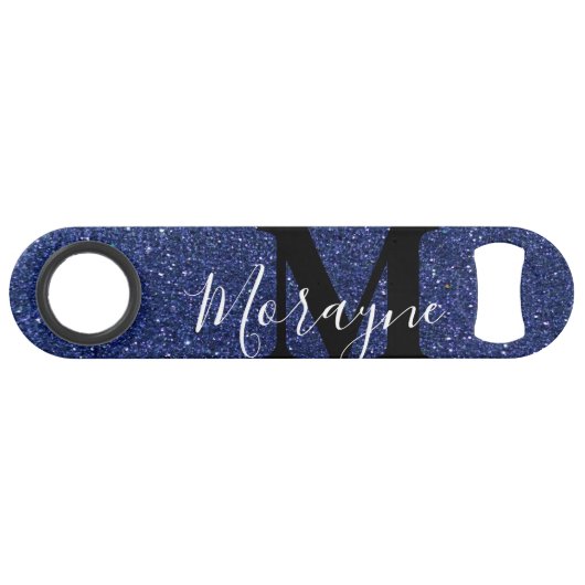 Funny Bling trinkt Navy Blue Glitzer Glitzern Speed Flaschenöffner (Rückseite Horizontal)