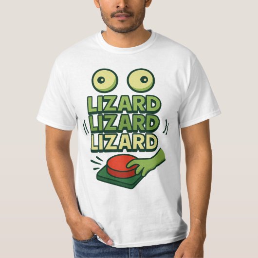 Funny Blinkend Green Lizard drücken Button Sound T-Shirt (Vorderseite)
