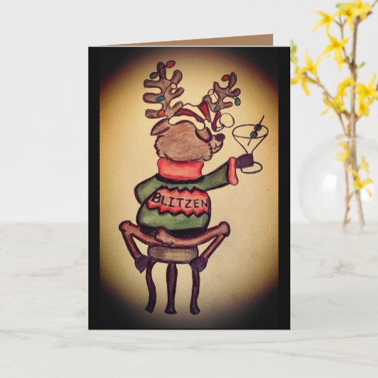 Funny Blitzen Weihnachtskarte Karte (Gelbe Blume)