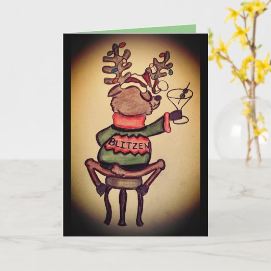 Funny Blitzen Weihnachtskarte Karte (Gelbe Blume)