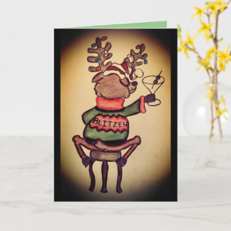 Funny Blitzen Weihnachtskarte Karte