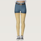 Funny Blonde Haar Furry Legs Denim Shorts Leggings (Vorderseite)