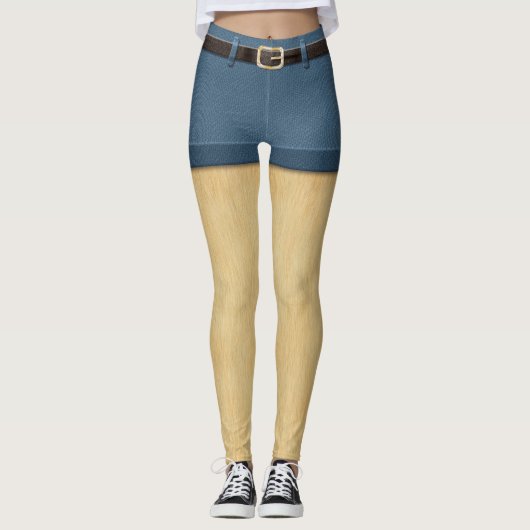 Funny Blonde Haar Furry Legs Denim Shorts Leggings (Vorderseite)