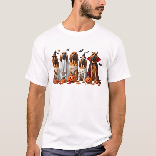 Funny Bloodhound Halloween Hund Lover T-Shirt (Vorderseite)