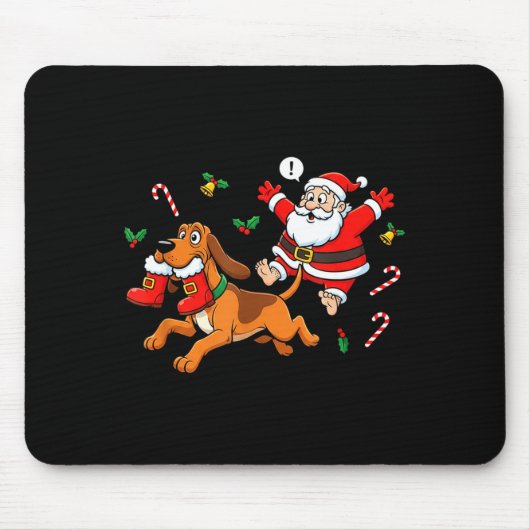 Funny Bloodhound Santa Claus Boots Christmas Women Mousepad (Vorne)