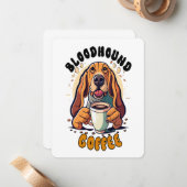 Funny Bloodhound trinkt Kaffee Mitteilungskarte (Vorderseite/Rückseite Beispiel)