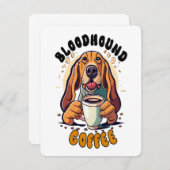 Funny Bloodhound trinkt Kaffee Mitteilungskarte (Vorne/Hinten)