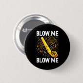 Funny Blow Me Kiss Me Happy New Year Couple Matchi Button (Vorne & Hinten)