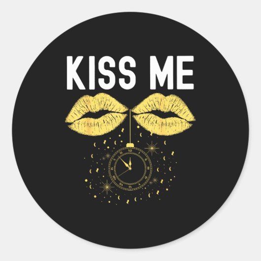 Funny Blow Me Kiss Me Happy New Year Couple Matchi Runder Aufkleber (Vorderseite)