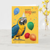 Funny Blue and Gold Macaw Parrot Birthday Karte (Gelbe Blume)