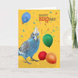 Funny Blue and White Budgie Parakeet Birthday Karte