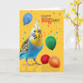 Funny Blue and Yellow Budgie Parakeet Birthday Karte (Gelbe Blume)