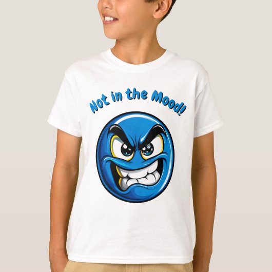 Funny Blue Angry Emoji Kids T - Shirt (Vorderseite)