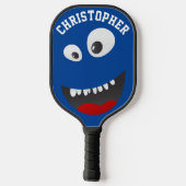 Funny Blue Beängstigend Face Novelty Personalisier Pickleball Schläger (Rückseite)