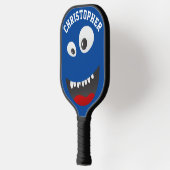Funny Blue Beängstigend Face Novelty Personalisier Pickleball Schläger (Links)