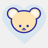 Funny Blue Beige Brown Teddy Bär Niedliche Kunst Herz-Aufkleber (Vorderseite)
