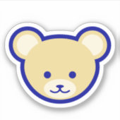 Funny Blue Beige Teddy Bär Niedlicher Vector Art Aufkleber (Vorderseite)