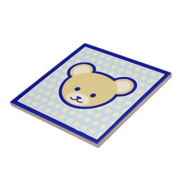 Funny Blue Beige Teddy Bear Niedlicher Cartoon Art Fliese