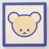 Funny Blue Beige Teddy Bear Niedlicher Cartoon Art Steinuntersetzer (Vorderseite)
