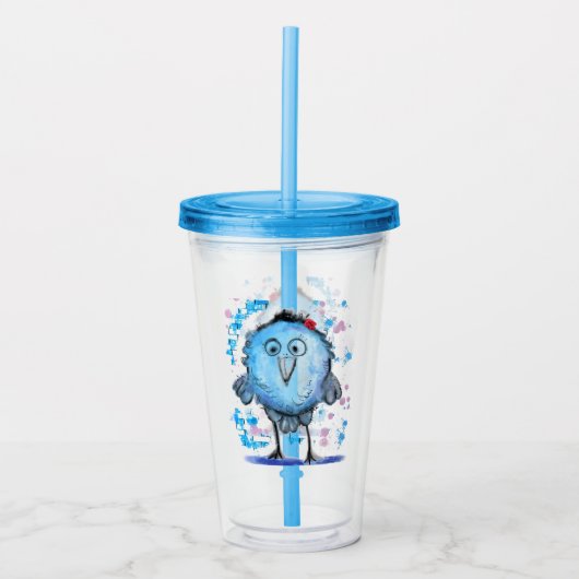 Funny Blue Bird Acrylic Acryltrinkbecher (Vorderseite)
